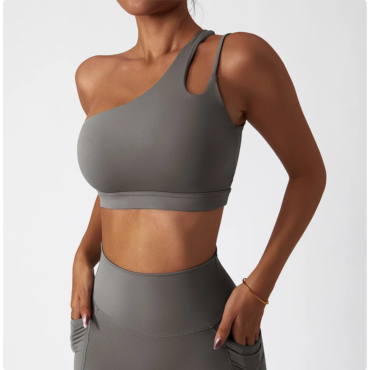 ONE SHOULDER SPORTS BRA