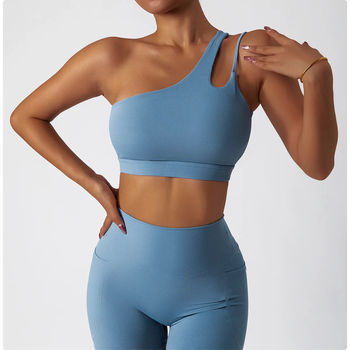 ONE SHOULDER SPORTS BRA