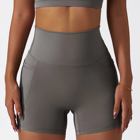 AIRBRUSH HIGH-WAIST SHORTS WITH POCKETS